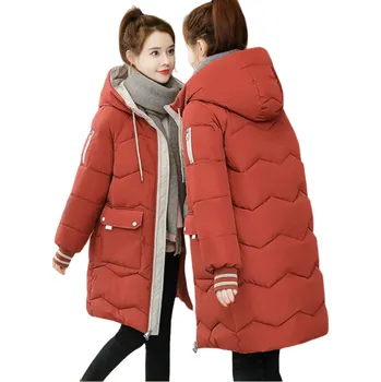 Dámský zimní kabát s kapucí červená XL