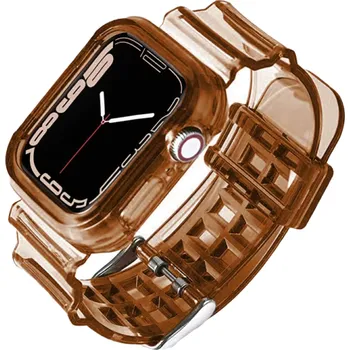Transparentní silikonový řemínek pro Apple Watch 42 / 44 / 45 mm hnědá