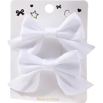 Mašle do vlasů sponky 2 ks 6,4 x 3,8 cm Elegantní doplněk do vlasů Stylové mašličky pro dívky i ženy Klasické vlasové spony Roztomilá ozdoba bílá