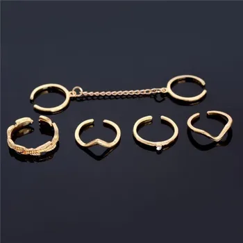 Prsten Sada dámských prstenů - 6 ks zlatá