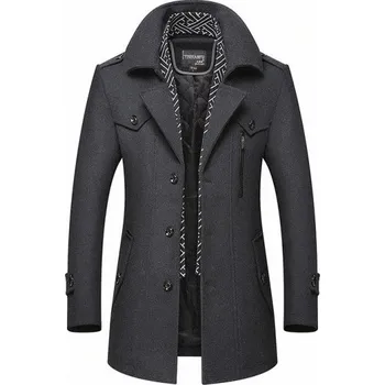 Pánský zimní vlněný kabát S61 tmavě šedá XXS