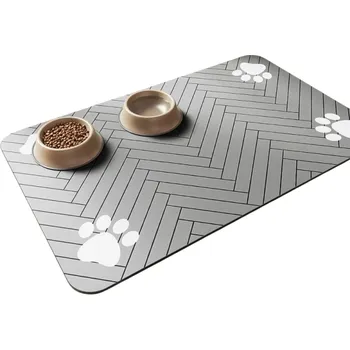 Hračka pro psa Absorpční podložka pod misky 30x40 cm Ochrana podlahy Protiskluzová a voděodolná podložka pod krmení pro psy a kočky Rychleschnoucí šedá