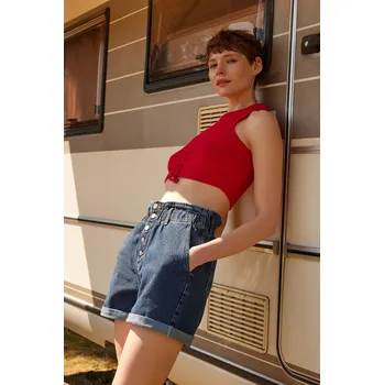 Dámské kraťasy Dámské kraťasy Trendyol Denim Trendyol modrá 1616130