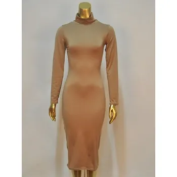 Dámské šaty Midi šaty se stojáčkem hnědá XL