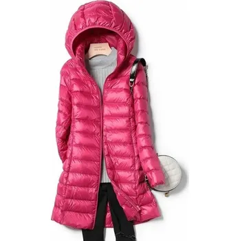 Dámský zimní kabát se sundavací kapucí růžová M