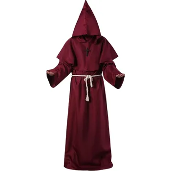 Karnevalová maska Kostým středověký mnich tmavě červená XS