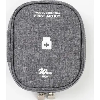 Dávkovač léků Prázdná cestovní mini lékárnička 11x14 cm Malá zdravotnická taštička První pomoc na cesty Organizér léků do batohu či kabelky šedá