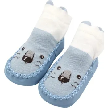 Dívčí bačkory Dětské bavlněné capáčky A17 modrá 0-6 měsíců