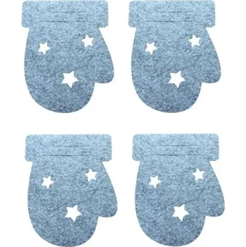 Vánoční dekorace Vánoční pouzdro na příbory - rukavice 4 ks šedá