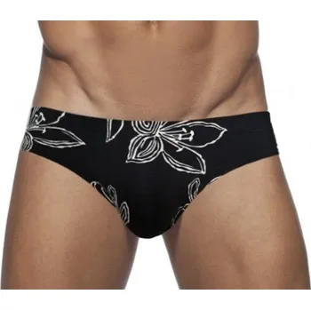 Pánské plavky Pánské květinové plavky F925 černá XS