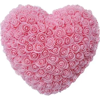 Srdíčko z umělých růží 18 cm Ručně vyráběná květinová dekorace Romantický dárek Valentýn Výročí Luxusní květinová ozdoba Elegantní interiérová výzdoba růžová