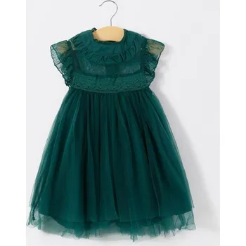 Dívčí šaty Dívčí šaty s tylovou sukní N102 tmavě zelená 4