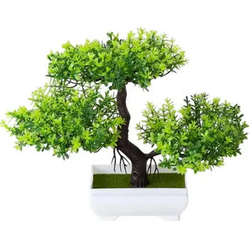 umělá květina Umělý bonsajový strom 20x18 cm v květináči Falešná květina Dekorace do bytu Malý stromek Bonsai Domácí ozdoba Realistická rostlina bez údržby zelená