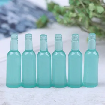 Doplněk pro panenku Skleněné lahve pro panenku 6 ks tyrkysová