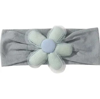 Pokrývka hlavy Elastická čelenka pro novorozené s květinou Měkká dětská čelenka do vlasů Stylový doplněk pro miminka Pohodlná a elastická Novorozenecká čelenka šedá