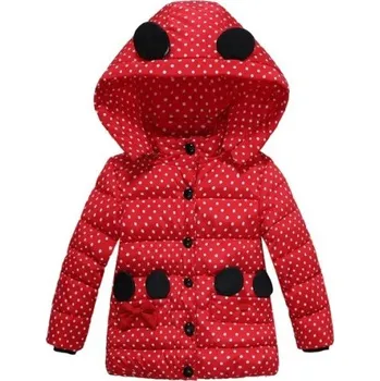 Dívčí bunda Luxusní dívčí zimní bunda s puntíky J917 červená 3