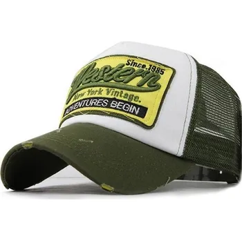 Kšiltovka Trucker kšiltovka s nápisem T166 armádní zelená