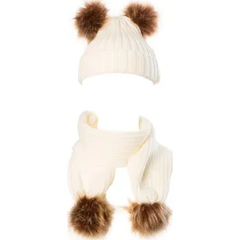 Šála Dětská zimní čepice se šálou bílá