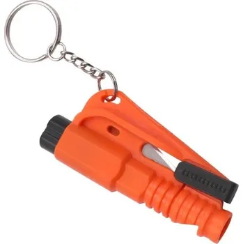 Polep vozidla Mini záchranné bezpečnostní kladivo 7,5x3,5 cm Klíčenka pro nouzové rozbití skla a přeříznutí pásu Plastové únikové kladivo do auta oranžová
