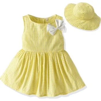 Dívčí šaty Dívčí šaty s kloboukem L1207 žlutá 2