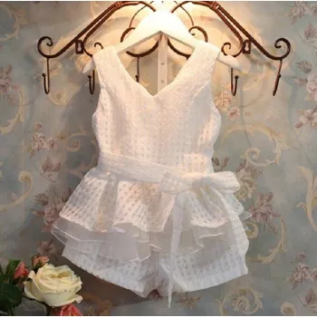 Dívčí halenka a kraťasy L1370 bílá 3