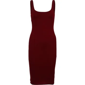 Dámské šaty Jednobarevné šaty na ramínka vínová XS