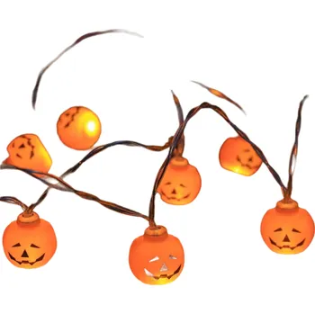 Karnevalový doplněk Halloweenský světelný řetěz dýně&nbsp;1,5 m na 2x AA baterie