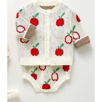 Kojenecký body Dívčí pletený svetr a body s třešněmi bílá 3