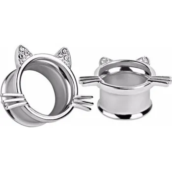 Piercing Roztomilý tunel do ucha - 2 ks stříbrná 6 mm