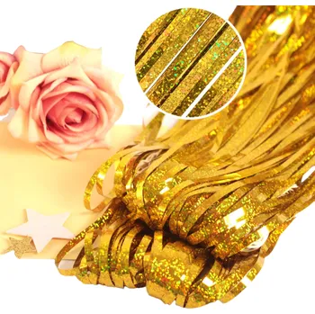 Karnevalový doplněk Párty závěs s třásněmi třpytivý 1 x 1 m zlatá