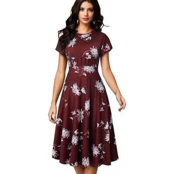 Dámské oblečení Květované šaty Darya vínová M