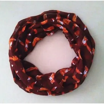 Šála Dívčí zimní nákrčník s potiskem lišek J3142 červená