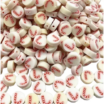 Dětské navlékací korálky Korálky s Vánoční hůlkou 30 ks bílá