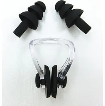 Klip na nos Špunty do uší a kolíček na nos na plavání černá