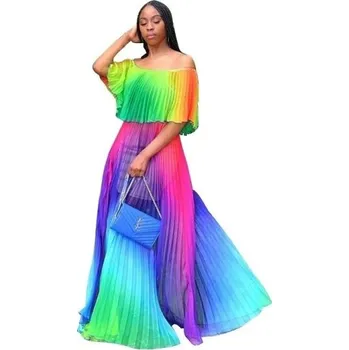 Dámské šaty Duhové letní maxi šaty L 2