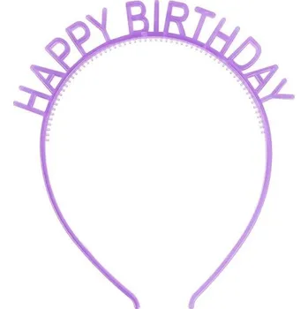 Karnevalový doplněk Svítící párty čelenka HAPPY BIRTHDAY 2 ks fialová