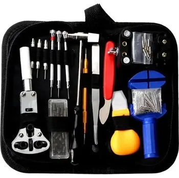 Sada nářadí Profesionální sada nástrojů na opravu hodinek v pouzdře Více než 15 nástrojů Výměna baterie, čepů, rozebrání víček, řemínků a strojků