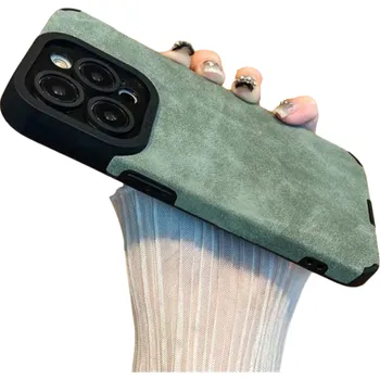 Pouzdro na mobilní telefon Kožený ochranný kryt pro iPhone 15 zelená