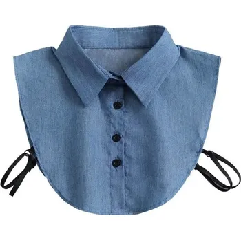 Kravata Falešný límec pro ženy džínový modrý Bavlněný odnímatelný límeček Dekorativní límec ke svetru halence šatům Elegantní doplněk