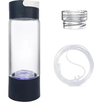 Láhev Generátor vodíkové vody 380 ml Skleněná lahev s USB napájením Vysoký obsah vodíku 21 x 7 cm Zdraví prospěšná voda černá