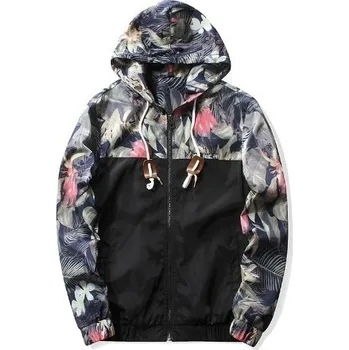 Pánská jarní/podzimní bunda s květinami J937 černá M