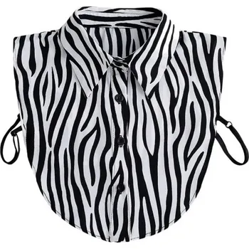 Kravata Falešný límec pro ženy bavlněný se zebra pruhy Černobílý odnímatelný límeček Dekorativní límec ke svetru halence šatům Móda