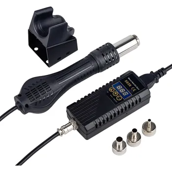 Svářečská kukla Horkovzdušná pistole s LCD displejem 220 V 750 W Digitální horkovzdušná pistole se 3 nástavci Svařovací přístroj 26,6 x 7,5 x 5 cm