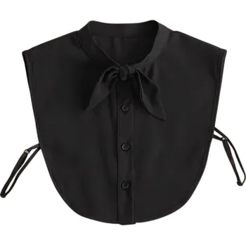 Kravata Falešný límec pro ženy Elegantní odnímatelný dámský límec s vázačkou Dekorativní límeček ke svetru, halence či šatům Stylový módní doplněk černá