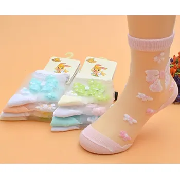 Dívčí průsvitné ponožky s mašličkami - 4 páry 0-2 roky