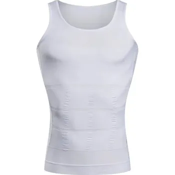 Pánské tílko Pánské kompresní tílko Zeštíhlující tvarovací prádlo Stahovací tričko pro muže Bezešvé kompresní oblečení Sportovní a fitness tílko bílá L