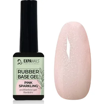 Umělé nehty UV/LED gel Rubber base - Pink Sparkling 11 ml