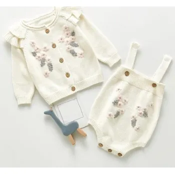 Kojenecký body Dívčí pletený svetr a body L1168 bílá 0-3 měsíce