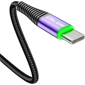Datový kabel Rychlonabíjecí USB C kabel 50 cm 3A 65W USB A na USB-C nylonový opletený rychlé nabíjení a datová synchronizace 480 Mbps kompatibilní napříč značkami fialová