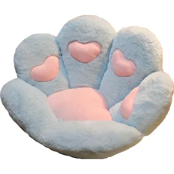 Dekorativní polštářek Plyšový podsedák tlapka 70 cm světle modrá